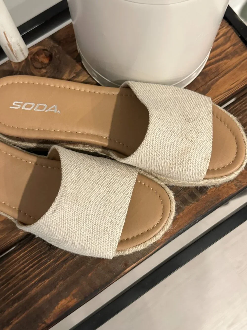 Soda Cream Espadrille Platform Slide Sandals Size 9